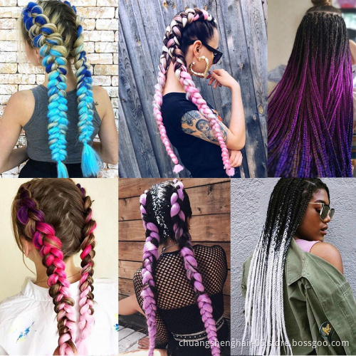 Wholesale Best Selling pre stretched synthetic braid extensions two three tones xpression for braids jumbo ombre braiding hair